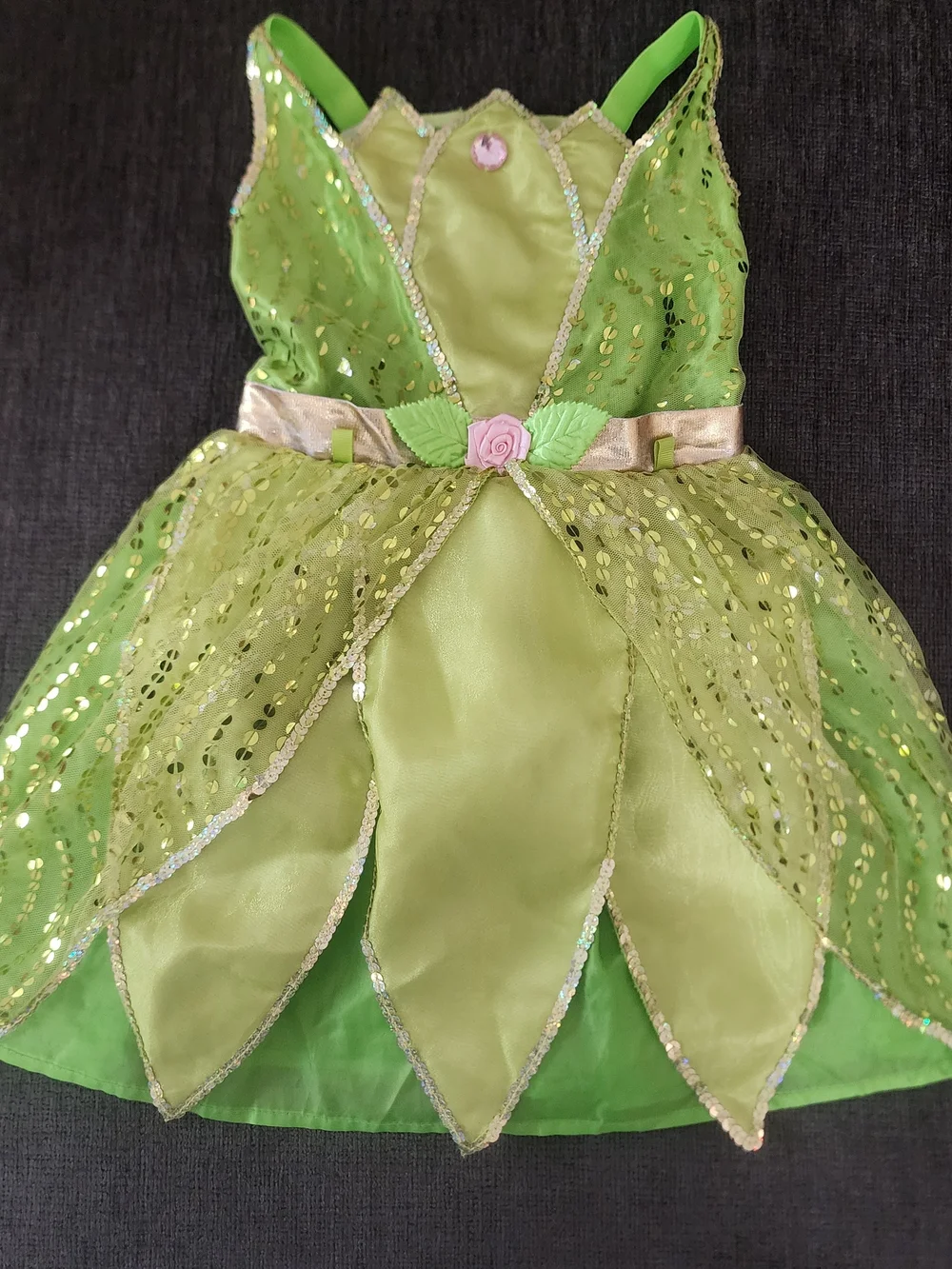 Teetot Toddler Green Pixie Fairy Tinkerbell Costume Dress, Sequin Kid Size 3-4